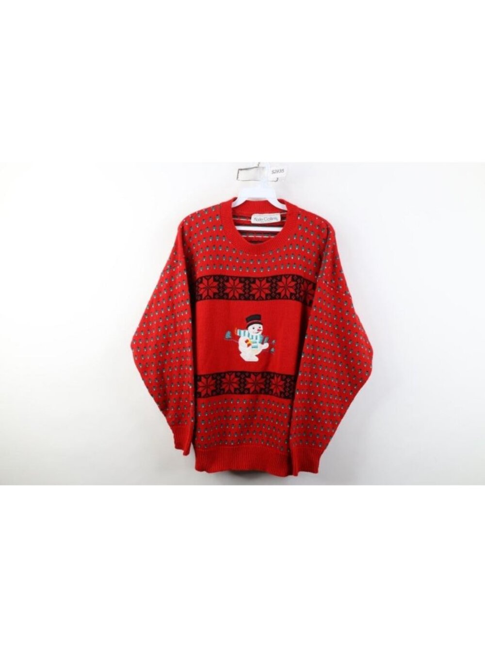 Vintage 90s Womens XL Christmas Snowflake Snowman Knit Crewneck Sweater USA
